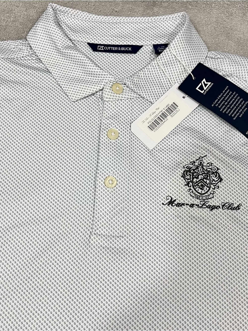 Cutter & Buck x Mar A Lago Golf Club Polo Shirt Men’s Large Geometric Print